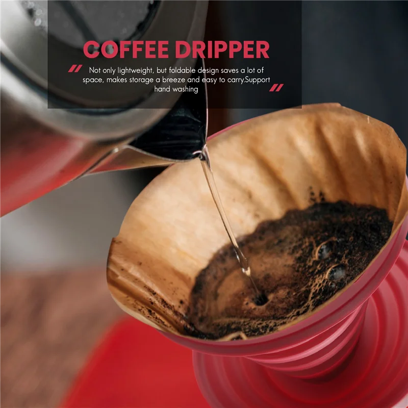 Collapsible Camp Pour over Coffee Dripper for Camp, Reusable Silicone Coffee Filter Holder Kitchen